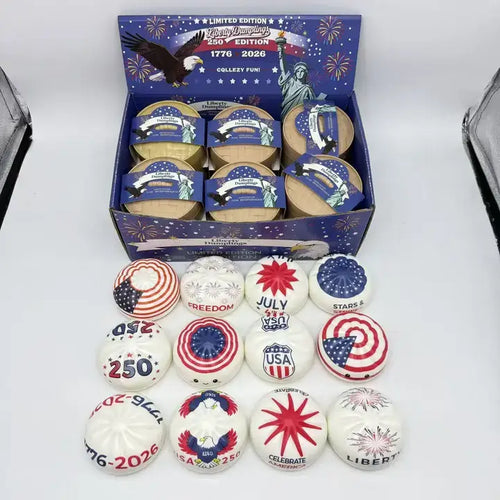 4th of July Dumpling Shape Squishy Stress Relief Toy: USA Theme Dumpling Squishy Set A with Steamer Display Box / ONE SIZE
