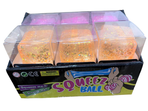 Assorted Glitter Squishy Cube 12ct PDQ
