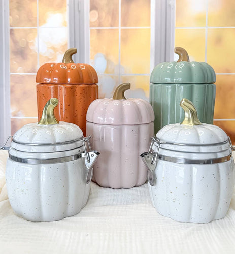 *New* Large Wood Wick Ceramic Pumpkin Jar Soy Candles: Matte White