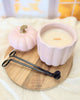 *New* Large Wood Wick Ceramic Pumpkin Jar Soy Candles: Matte White