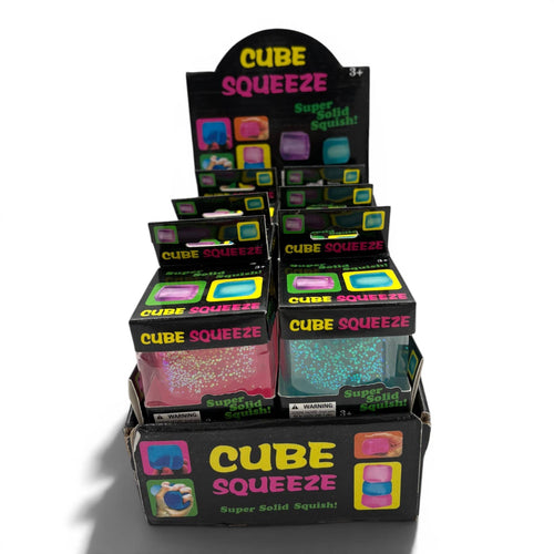 Assorted Glitter Squishy Cube 12ct PDQ