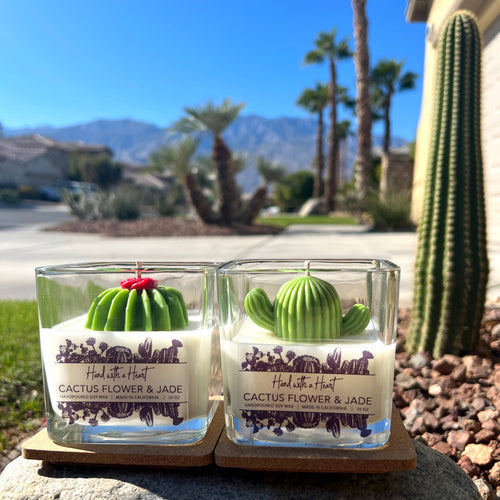 Cactus flower & Jade Soy Wax Candle: 2.5 OZ / Saguaro