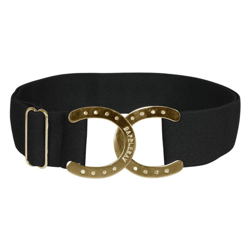 Dapplebay Horse Shoe Elastic Belt-Black: Rose Gold / One Size