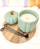 *New* Large Wood Wick Ceramic Pumpkin Jar Soy Candles: Pastel Green