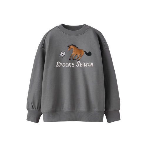Dapplebay Kid's Spooky Season Sweatshirt: Grey / 8-9