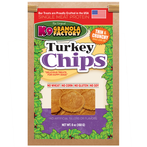 K9 Granola Chip Collection, Single Meat Protein Turkey Chips for Dogs (6 Oz)