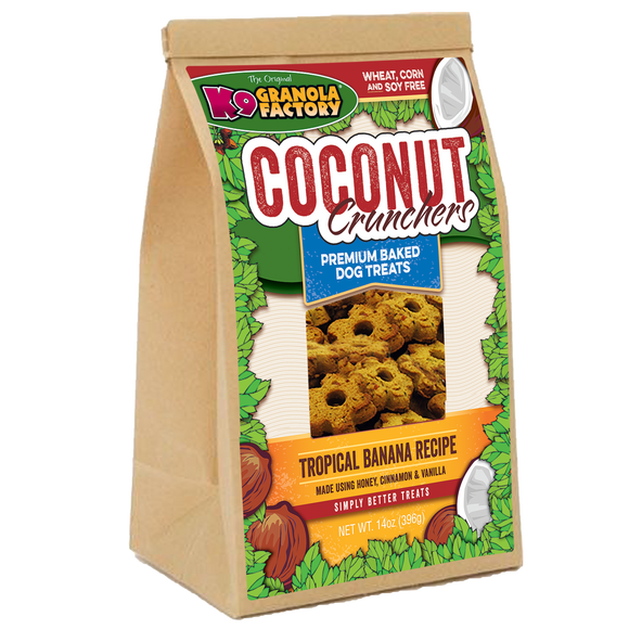 K9 Granola Factory Coconut Crunchers, Tropical Banana Recipe Dog Treats (14 oz)